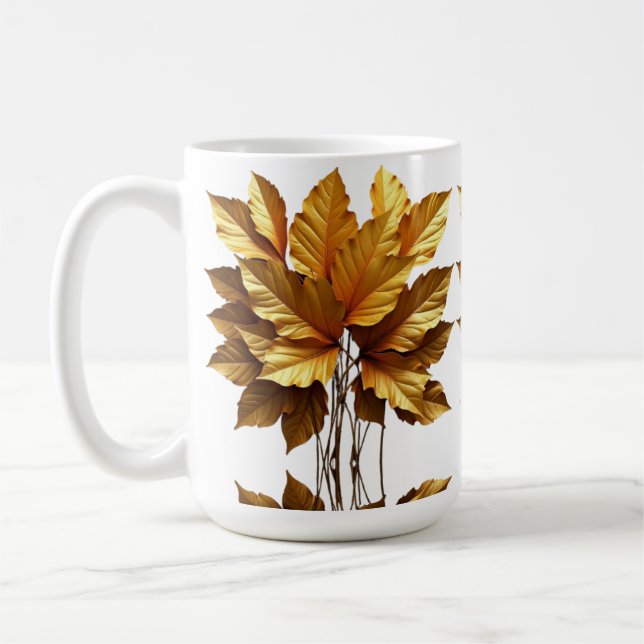 TAZA DE CAFÉ CANECA BRANCA CLÁSSICA - FOLHAGEM OURO (Izquierda)
