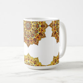 TAZA DE CAFÉ CANECA BRANCA CLÁSSICA - MANDALA TOM/OURO