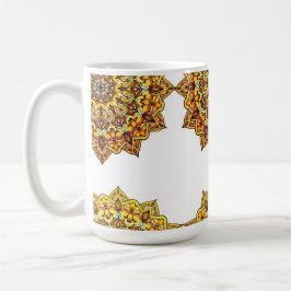 TAZA DE CAFÉ CANECA BRANCA CLÁSSICA - MANDALA TOM/OURO