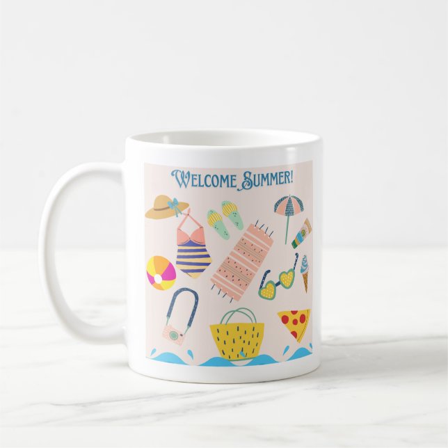 Taza De Café Caneca Café Chegada do Verão 11 oz Cerâmica W-PT  (Izquierda)