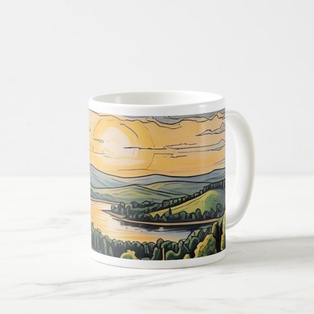 Taza De Café Caneca com ilustração do pôr do sol (Anverso derecho)