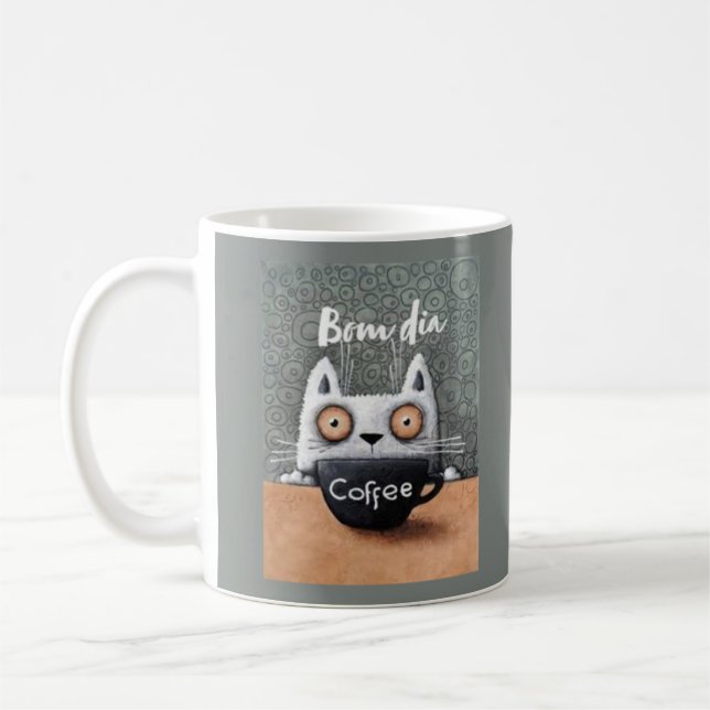 Taza De Café caneca gato bom dia (Izquierda)