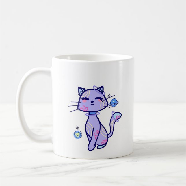Taza De Café Caneca gato espacial (Izquierda)