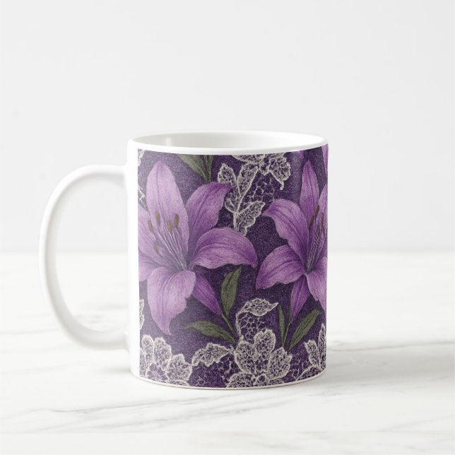 Taza De Café Caneca lírios e renda design  (Izquierda)