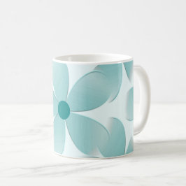 Taza De Café Caneca. Padrão floral verde.