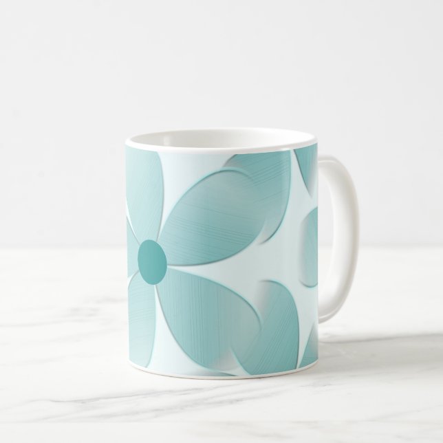Taza De Café Caneca. Padrão floral verde. (Anverso derecho)