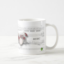 Taza De Café Caneca partitura e bateria