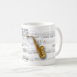 Taza De Café Caneca partitura e saxofone