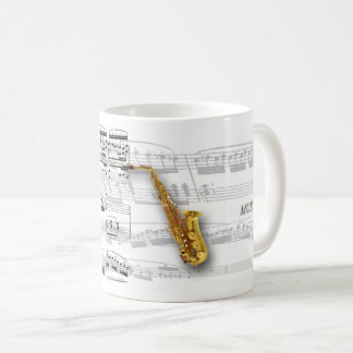 Taza De Café Caneca partitura e saxofone