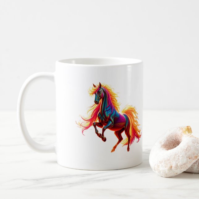 Taza De Café Caneca Rainbow Horse (Con donut)