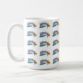 Taza De Café Cangrejo azul dibujado a mano con hervidor de cang