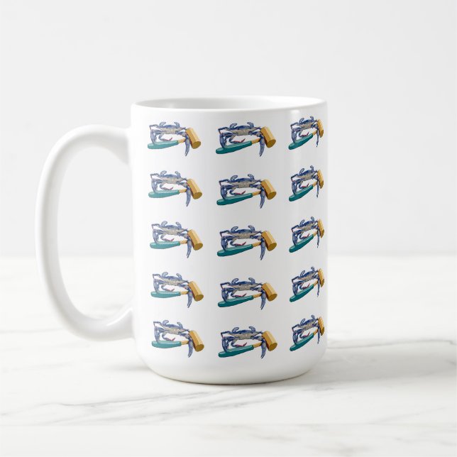 Taza De Café Cangrejo azul dibujado a mano con hervidor de cang (Izquierda)