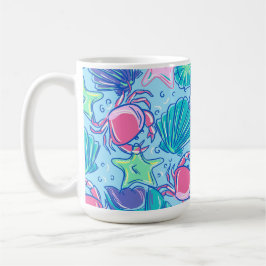 Taza De Café Cangrejo de la concha de Preppy Beach