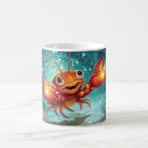 Taza De Café cangrejo de río de dibujos animados.