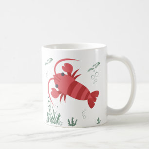 Taza De Café Cangrejo de río rojo en un ambiente acuático Café