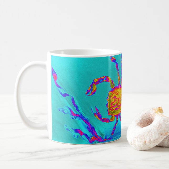 Taza De Café Cangrejo Guay Turquoise Sea Animal (Con donut)