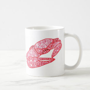 Taza De Café Cangrejo Remolino Rojo, Pintura abstracta de cangr