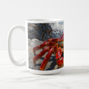 Taza De Café Cangrejo Rojo Vibrante Olas del Océano