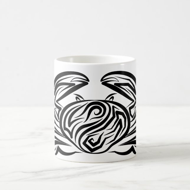 Taza De Café Cangrejo tribal blanco y negro (Centro)