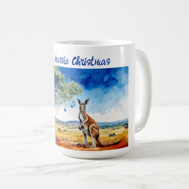 Taza De Café Canguro bajo gumtree con Navidades baubles (Anverso derecho)