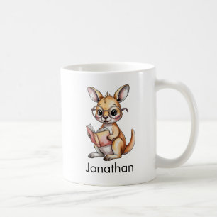 Taza De Café Canguro bebé lindo personalizado leyendo un libro