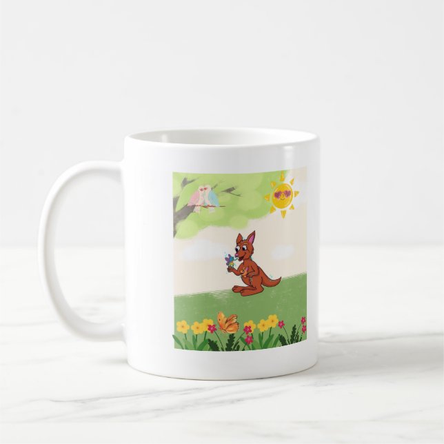 Taza De Café Canguro feliz en el bosque (Izquierda)