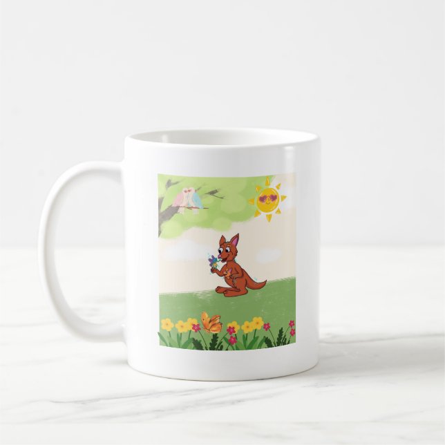 Taza De Café Canguro feliz en el bosque (Izquierda)