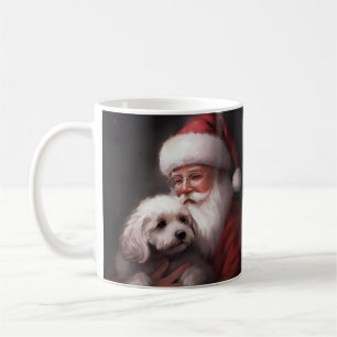 Taza De Café Caniche con Santa Claus Navideño Festivo