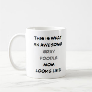 Taza De Café caniche, gris, mamá, genial