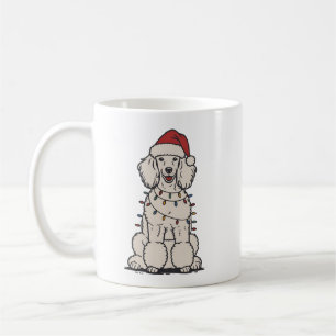 Taza De Café Caniche Lindo Envuelto en Luces de Navidad Perro d