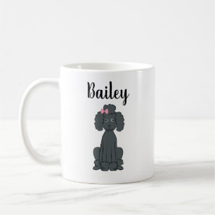Taza De Café Caniche Negro Personalizado Caligrafía Mascota Lin