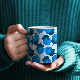 Taza De Café Canna Tropicanna Las hojas tropicales en azul