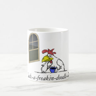 Taza de café cansada del pollo