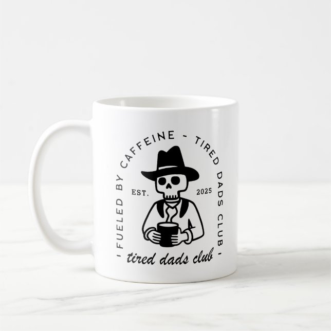 Taza De Café Cansado nuevo papá club personalizado cita diverti (Izquierda)