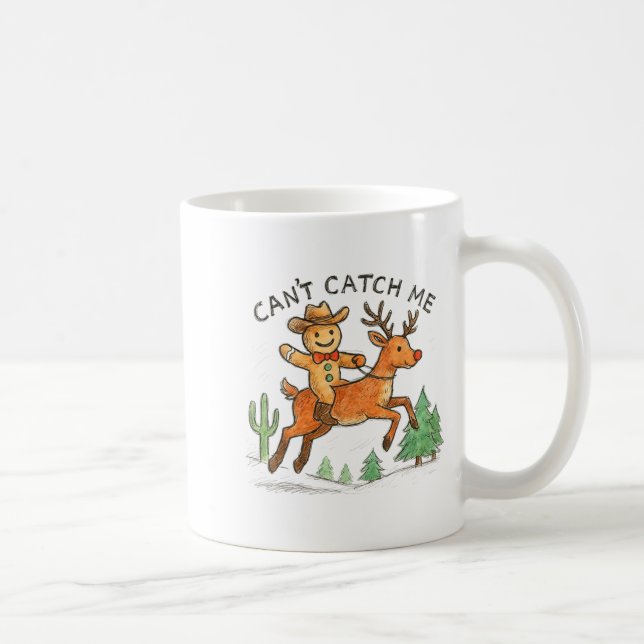 Taza De Café Can't Catch Me Cowboy Gingerbread Man Christmas  (Derecha)