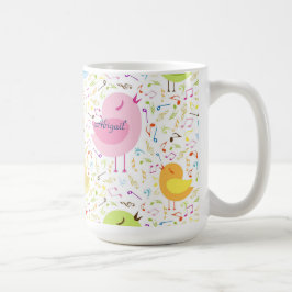 Taza De Café Cantando aves con notas musicales Mug personalizad
