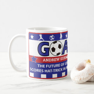 Taza De Café Canto de fútbol rojo y azul personalizado