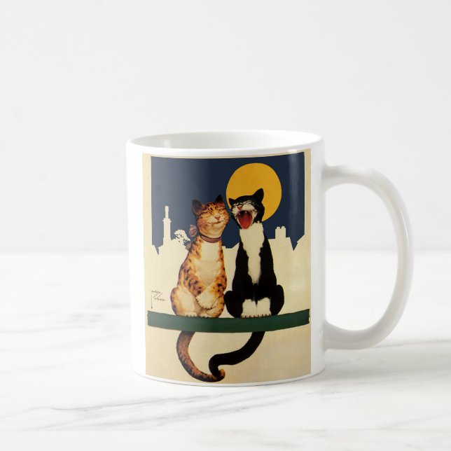 Taza De Café Canto de gatos vintage, animales graciosos y tonto (Derecha)