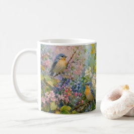 Taza De Café Canto de Pájaros entre Flores