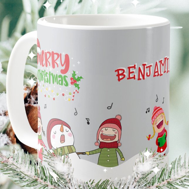 Taza De Café Canto Niños Snowman Feliz Navidad (Singing Children Snowman Merry Christmas Coffee Mug ©Susanne Sachers - Sunny Mind 🌞)