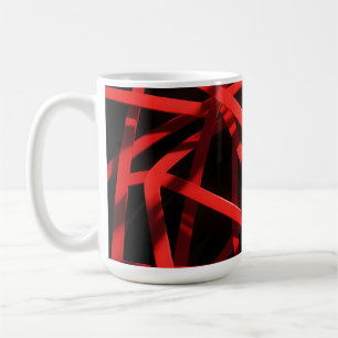 Taza De Café Caos Abstracto Geométrico Rojo