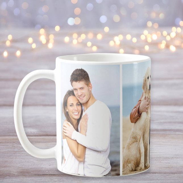 Taza De Café Capacidad: 20 oz. | 3 COLLAGE DE FOTOS (Stylishly Personalize with Your Custom Photos.)
