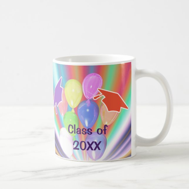 Taza De Café Capas y globos de celebración de graduación (Derecha)