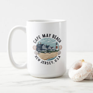 Taza De Café Cape May Beach Retrato Retro