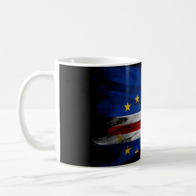 Taza De Café Cape Verde flag brush stroke, national flag (Izquierda)