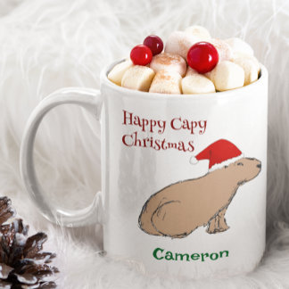 Taza De Café Capibara Animal Santa Hat Navidades