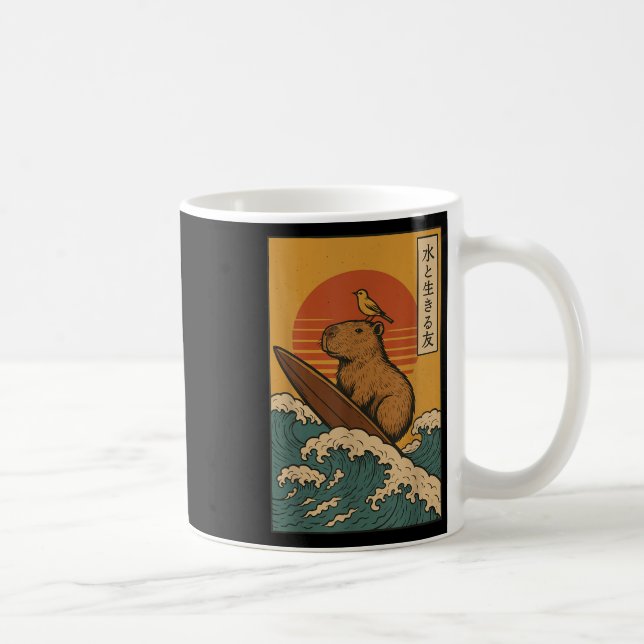 Taza De Café Capibara Surfing Japonés (Derecha)