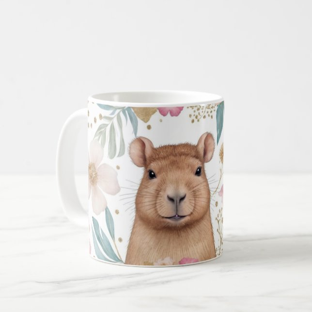 Taza De Café Capibara y floral caprichosos (Anverso izquierdo)