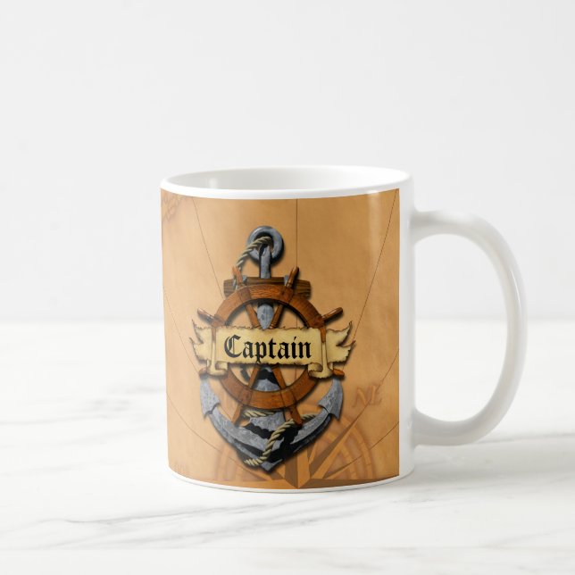 Taza De Café Capitán Anchor y rueda (Derecha)