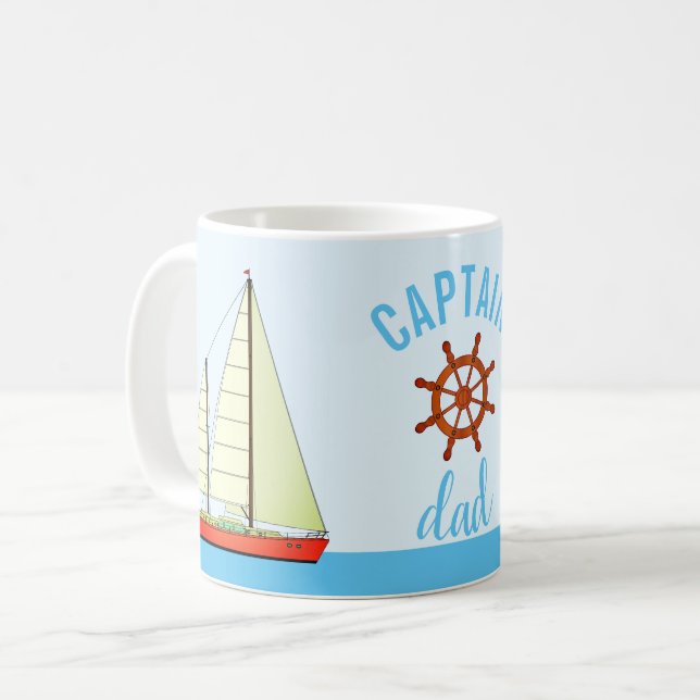Taza De Café Capitán Dad Sailboats (Anverso izquierdo)